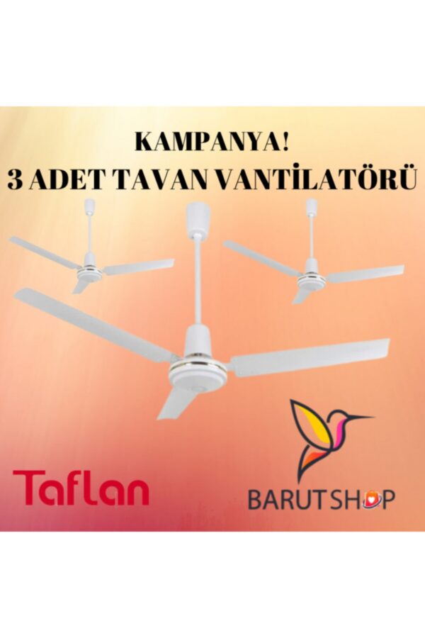 Kaşkar-taflan K56005 3 Kanat Metal Tavan Vantilatörü 3'lü Paket