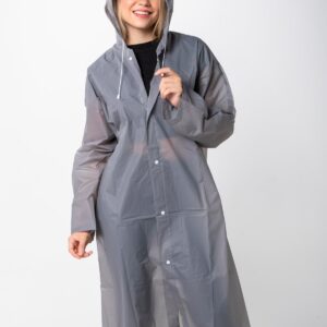 Kadın Erkek Yağmurluk Kapüşonlu Çıtçıtlı Eva Gri Yağmurluk M21MRC881R05