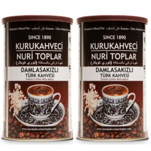 Odun Ateşinde Kavrulmuş Damla Sakızlı Türk Kahvesi 2x250 gr Teneke Kutu (İçecek Hediyeli) - Nuri Toplar