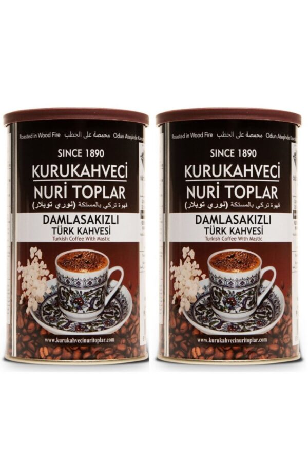 Odun Ateşinde Kavrulmuş Damla Sakızlı Türk Kahvesi 2x250 gr Teneke Kutu (İçecek Hediyeli) - Nuri Toplar