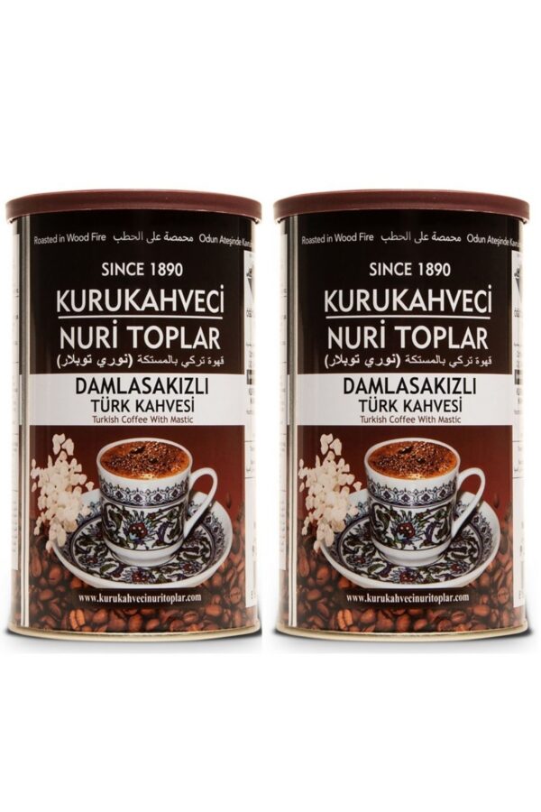 Odun Ateşinde Kavrulmuş Damla Sakızlı Türk Kahvesi 2x250 gr Teneke Kutu (İçecek Hediyeli) - Nuri Toplar