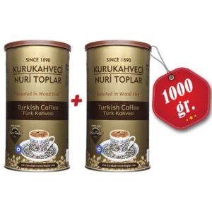 Odun Ateşinde Kavrulmuş Türk Kahvesi 2x500 gr (1 kg) Yuvarlak Teneke Kutu - Nuri Toplar