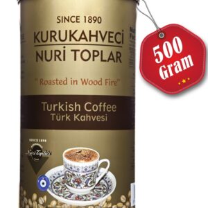 Odun Ateşinde Kavrulmuş Türk Kahvesi 500 gr Yuvarlak Teneke Kutu - Nuri Toplar