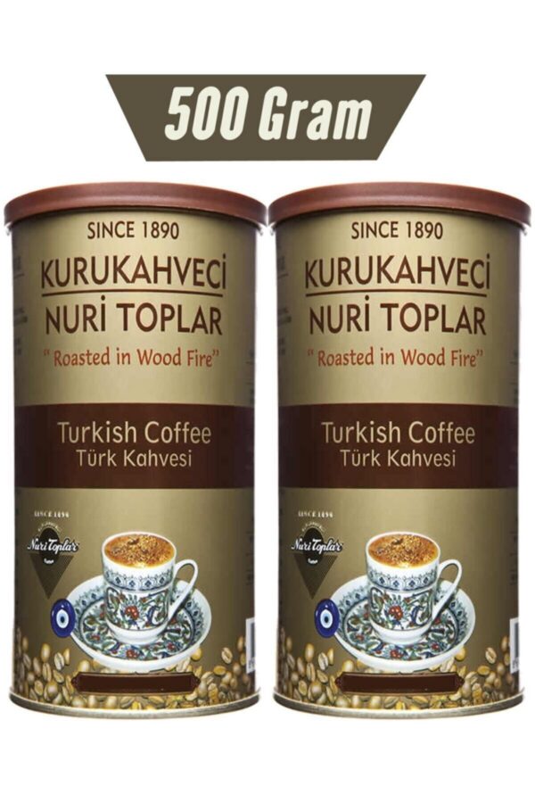 Odun Ateşinde Kavrulmuş Türk Kahvesi 2x250 gr Yuvarlak Teneke Kutu - Nuri Toplar