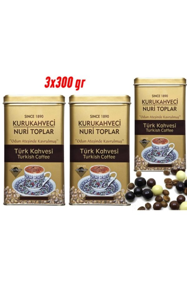 Odun Ateşinde Kavrulmuş Türk Kahvesi 3x300 gr (900 gr) Teneke Kutu - Nuri Toplar