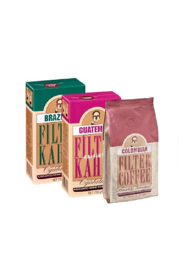 1_org_zoom-1303.jpg Kurukahveci Mehmet Efendi Filtre Kahve Seti 3x250 gr - Colombian, Brazilian, Guatemala