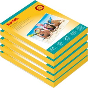 A4 20x30 cm Parlak Fotoğraf Kağıdı 180 gr - 5'li Paket 100 Yaprak Inkjet Glossy