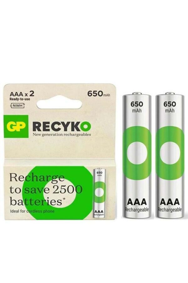 Gp Recyko 650 Mah R03 Aaa Şarjli 2li Ince Kalem Pil Gp65aaahcer21-2tlb2 (gprhch63e041