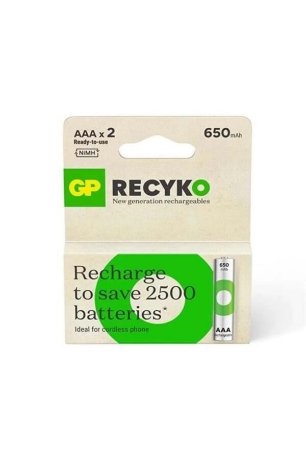 Gp Recyko 650 Mah R03 Aaa Şarjli 2li Ince Kalem Pil Gp65aaahcer21-2tlb2 (gprhch63e041