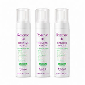 Rosense Gül Yağlı Yüz Temizleme Köpüğü 200 ml - 3'lü Set Sabun İçermeyen B5 Vitaminli