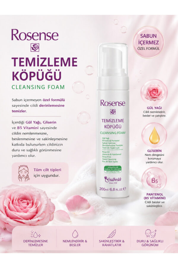 1_org_zoom-462.jpg Rosense Gül Yağlı Yüz Temizleme Köpüğü 200 ml - 3'lü Set Sabun İçermeyen B5 Vitaminli