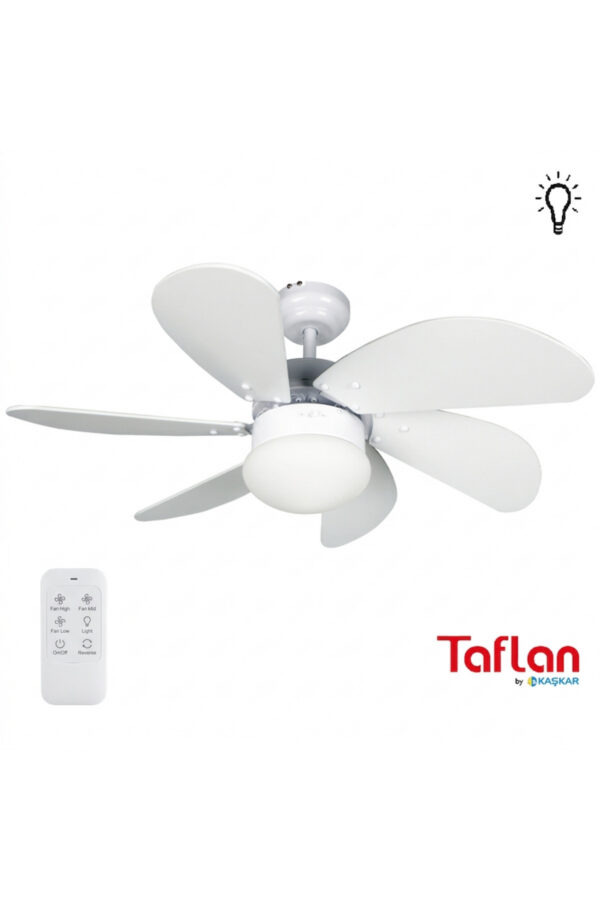 Taflan L36009 RC Beyaz Aydınlatmalı Uzaktan Kumandalı Tavan Vantilatörü