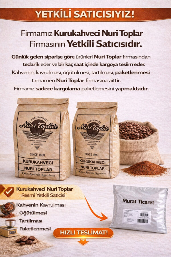 Odun Ateşinde Kavrulmuş Öğütülmüş Türk Kahvesi 500 gr Folyo - Nuri Toplar