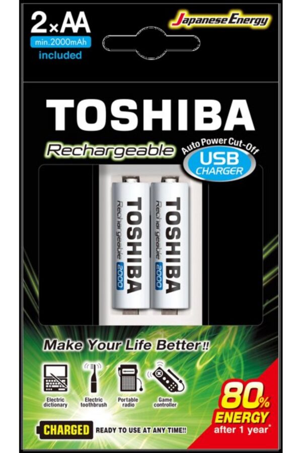 USB Şarj Cihazı 2x AA 2000mAh | Şarjlı Pil Seti