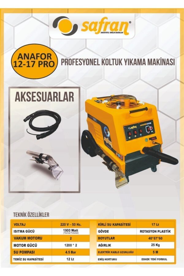 Anafor 12/17 Pro Sıcak Sulu Koltuk Yikama Makinesi