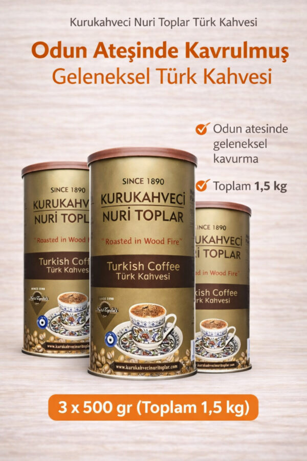 Odun Ateşinde Kavrulmuş Türk Kahvesi 3x500 gr (1500 gr) - Nuri Toplar