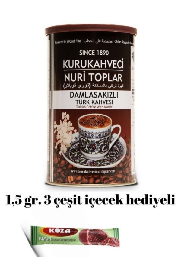 Odun Ateşinde Kavrulmuş Damla Sakızlı Türk Kahvesi 2x250 gr Teneke Kutu (İçecek Hediyeli) - Nuri Toplar