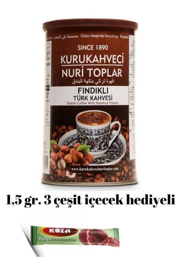 Odun Ateşinde Kavrulmuş Fındıklı Türk Kahvesi 2x250 gr Teneke Kutu (İçecek Hediyeli) - Nuri Toplar