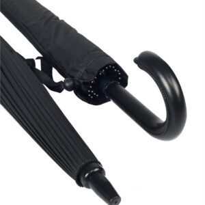 Siyahdesenli Baston 24 Fiber Tel Hakiki Deri Saplı Premium Protokol Şemsiye M21mar1024r002